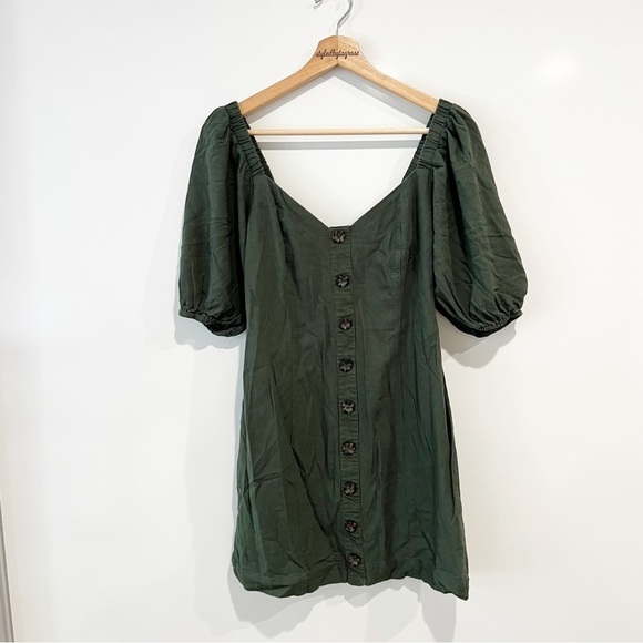Farm Rio Button Puff Sleeve Mini Dress - Picture 1 of 7